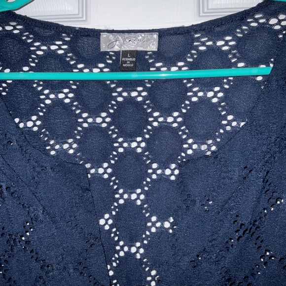 LADIES V NECK NAVY BLUE  BEACH COVERUP. . L. VERY GOOD!  REALLY CUTE!!! - Picture 2 of 10